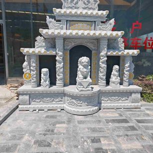 海东芝麻白中国黑石材套墓 花岗岩墓碑